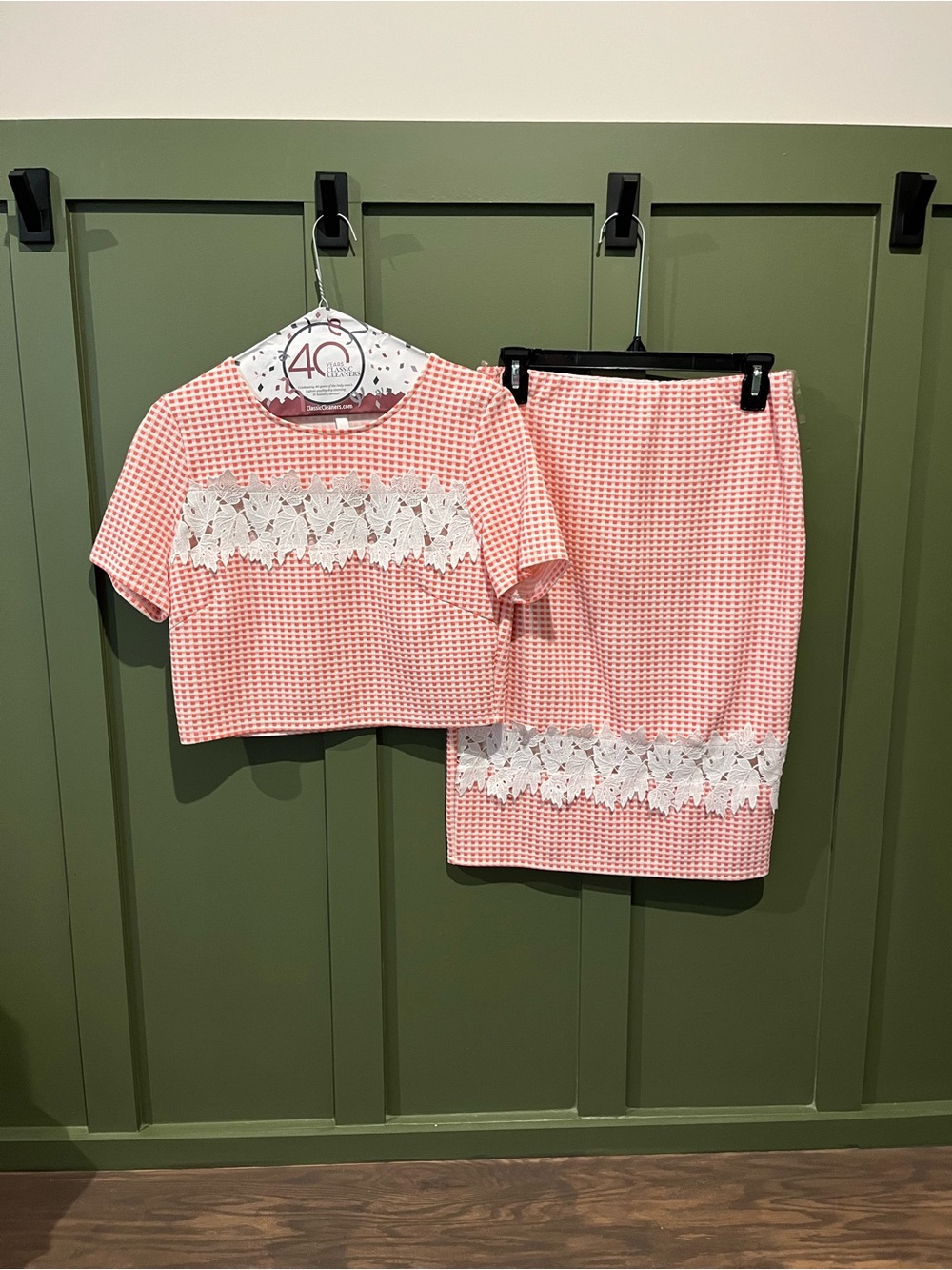 Pink Lace-Trim Two-Piece Dress Set - Picture 1 of 3
